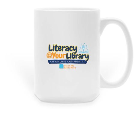 Literacy @ Your Library, a White Large Coffee Mug