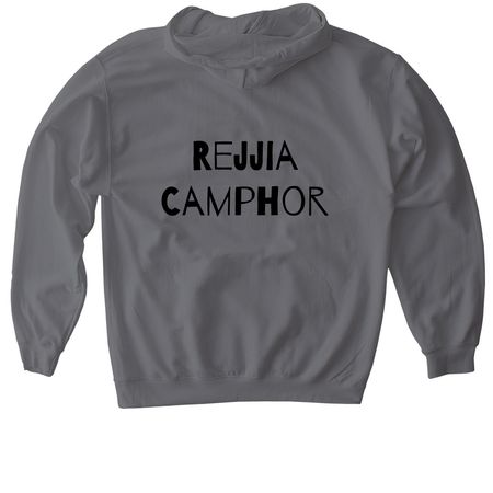 Messy Rejjia T-Shirt, a Charcoal Gildan Softstyle Pullover Hoodie (back-view)