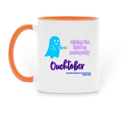 Ouchtober 2026 Mugs, a Orange Two-Tone Ceramic Mug (back-view)