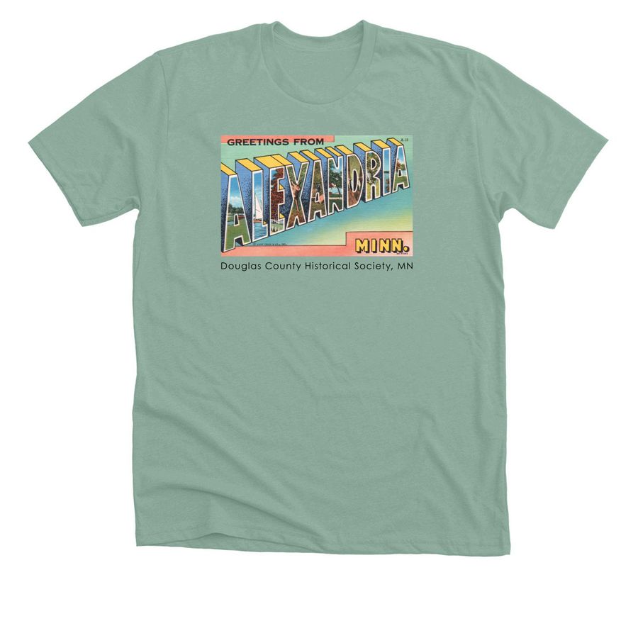 Greetings from Alexandria Postcard Shirt, a Heather Dusty Blue Premium Unisex Tee