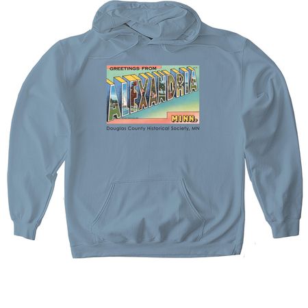 Greetings from Alexandria Postcard Shirt, a Stone Blue Gildan Softstyle Pullover Hoodie