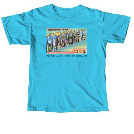 Greetings from Alexandria Postcard Shirt, a Lagoon Blue Comfort Colors Unisex Tee