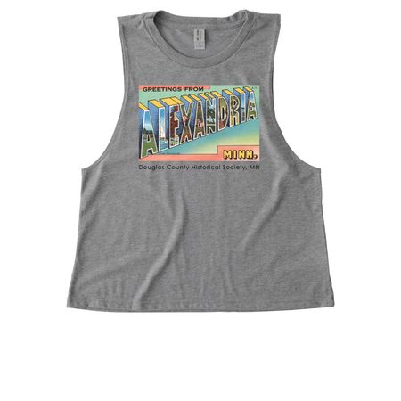 Greetings from Alexandria Postcard Shirt, a Aluminum Grey Allmade Eco Triblend Women?s Muscle Tank