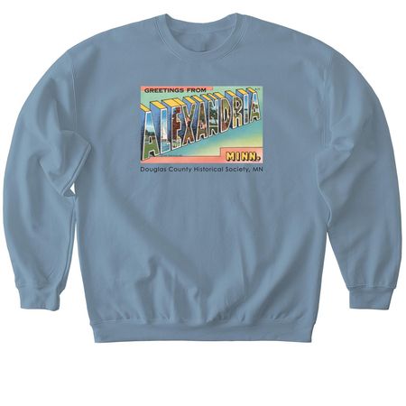 Greetings from Alexandria Postcard Shirt, a Stone Blue Softstyle Crewneck Sweatshirt