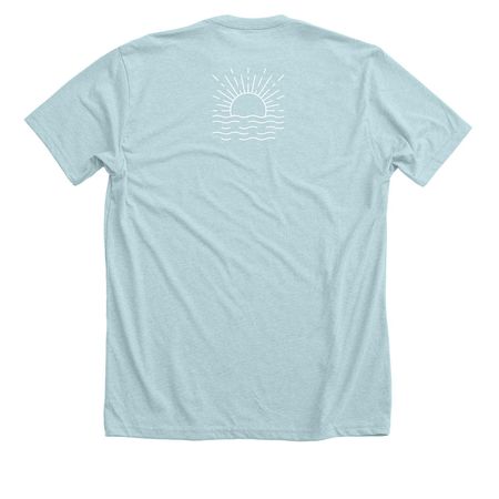 Cali Palms&nbsp;, a Heather Ice Blue Premium Unisex Tee (back-view)