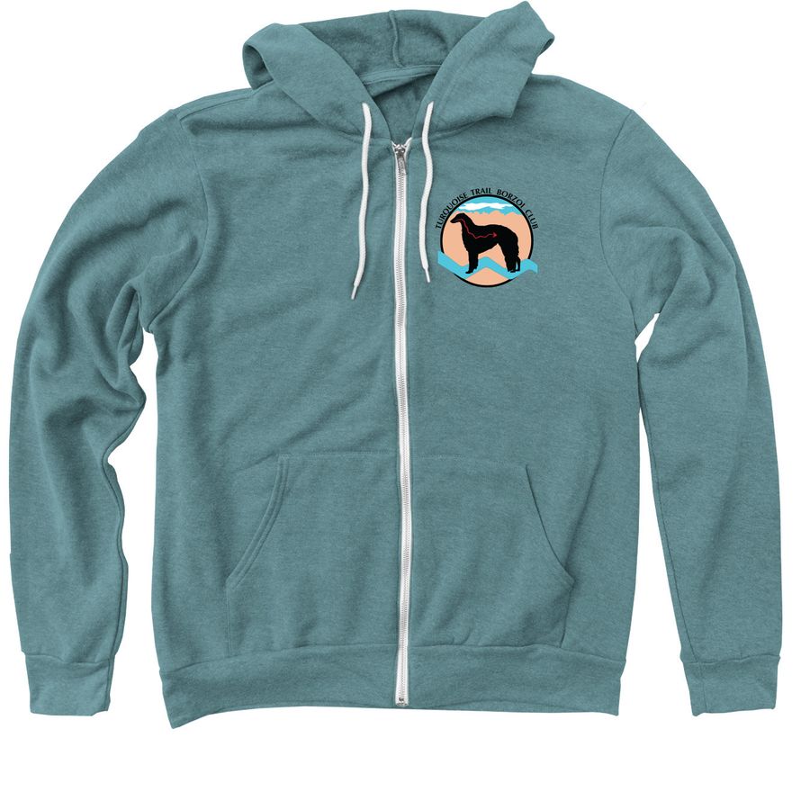 Turquoise Trail Borzoi Club -Zip up hoodies, a Heather Deep Teal Zip Up Hoodie