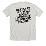 Flame & Vision Statement T-Shirt, a Heather Cement Premium Unisex Tee (back-view)