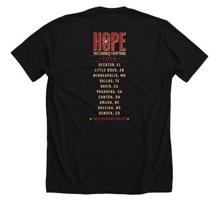 Hope: This Changes Everything Tour, a Solid Black Blend Premium Unisex Tee (back-view)
