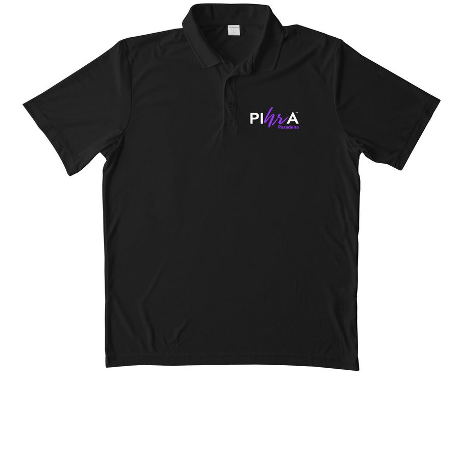 Pihra Pasadena Polo, a Black Unisex Performance Polo