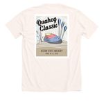 Quahog Classic, a Heather Natural Premium Unisex Tee (back-view)