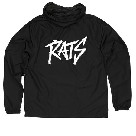 Baggy Graphic Jacket, a Black Quarter-Zip Windbreaker (back-view)
