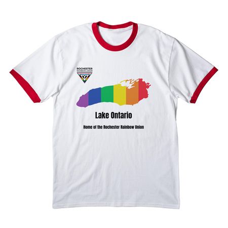Lake Ontario Pride, a White/ Red Cotton Ringer Tee