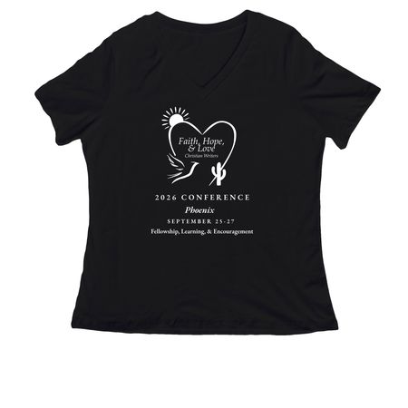 2026 Conference Tee, White Graphic&nbsp;, a Black Women's Relaxed V-Neck Tee