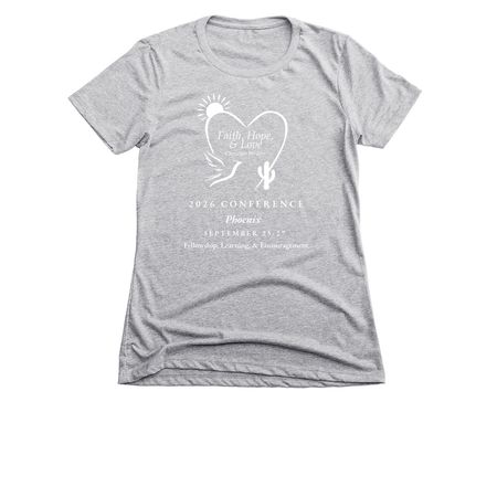 2026 Conference Tee, White Graphic&nbsp;, a Dark Heather Grey Women's Slim Fit Tee