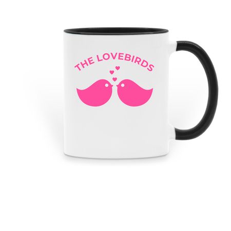 THE LOVEBIRDS MUG, a Black Two-Tone Ceramic Mug