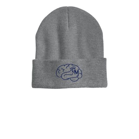 Miles for John NYC Beanies, a Dark Heather Grey Printed Cuffed Beanie