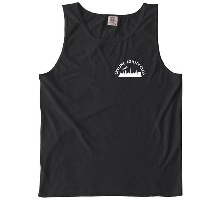 Skyline Where Dogs Dig The Dirt, a Black Comfort Colors Tank Top