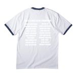 DT HAWKS, a White/ Navy Cotton Ringer Tee (back-view)