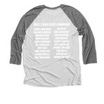 DT HAWKS, a Premium Heather and Heather White 3/4 Sleeve Baseball Tee (back-view)