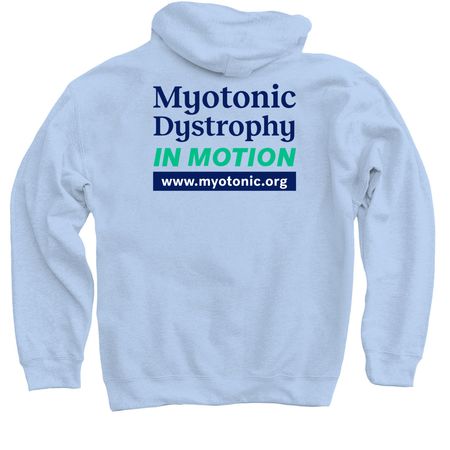 Myotonic Dystrophy In Motion, a Light Blue Pullover Hoodie