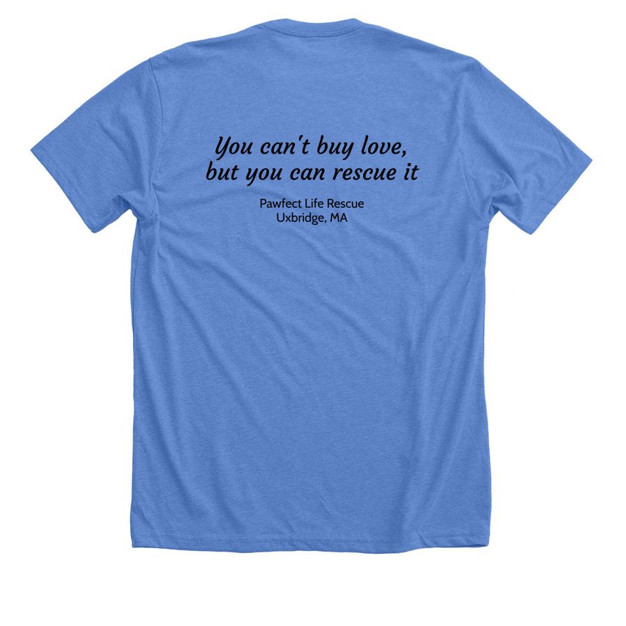Pawfect Love, a Heather Columbia Blue Premium Unisex Tee (back-view)