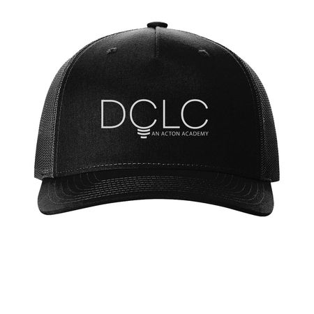 DCLC Hat, a Black Printed Five-Panel Trucker Cap