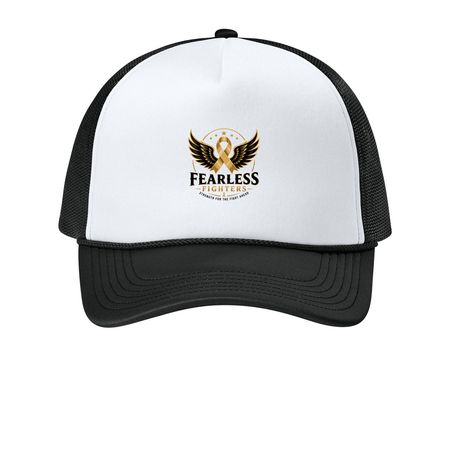 Fearless Fighters Hats, a White/ Deep Black Printed Foam Trucker Hat