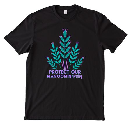 Protect Our Wild Rice!, a Deep Black Allmade Heavyweight Recycled Cotton Tee