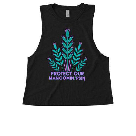 Protect Our Wild Rice!, a Deep Black Allmade Eco Triblend Women?s Muscle Tank