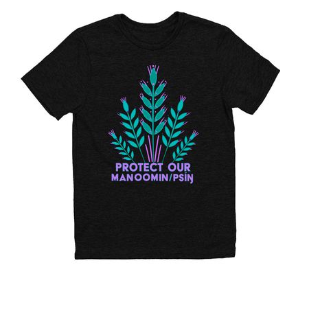 Protect Our Wild Rice!, a Deep Black Allmade Youth Eco Triblend Tee