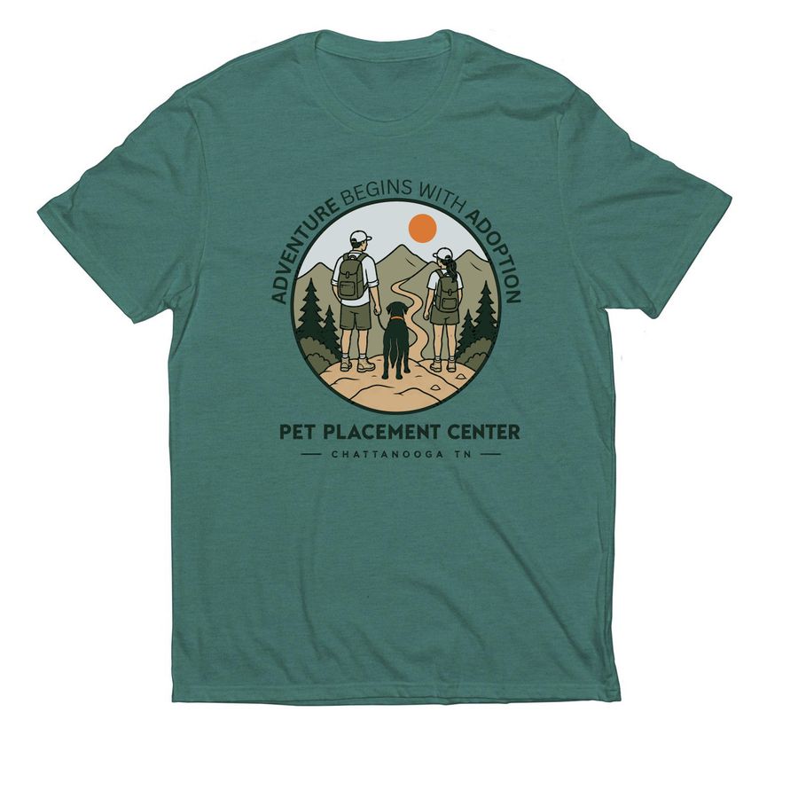 Adventure Begins With Adoption, a Deep Sea Green Allmade Eco Triblend Unisex Tee