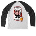 LUX Lounge Fire Fundraiser, a Space Black/ Bright White Allmade Eco Triblend Colorblock Raglan Long Sleeve Tee (back-view)