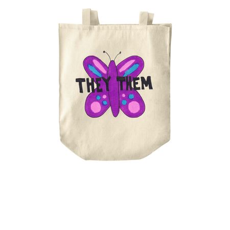Purple Butterfly by Erin Shropshire, a Natural Over-the-Shoulder Shopping Tote Bag