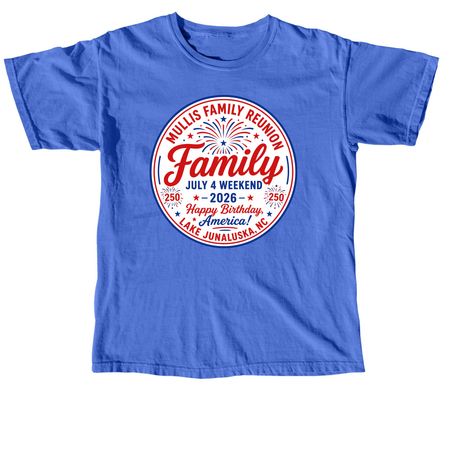 2026 Mullis Family Reunion, a Flo Blue Comfort Colors Unisex Tee