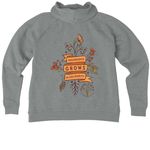 Abundance Grows in Solidarity, a Aluminum Grey Heather Allmade Women?s Organic CVC Zip-Up Hoodie (back-view)