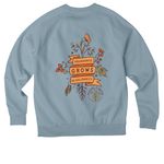 Abundance Grows in Solidarity, a I Like You Blue Allmade Organic CVC Crewneck Sweatshirt (back-view)