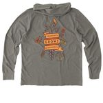 Abundance Grows in Solidarity, a Driftwood Grey Allmade Organic Cotton Mineral Dye Hoodie Tee (back-view)