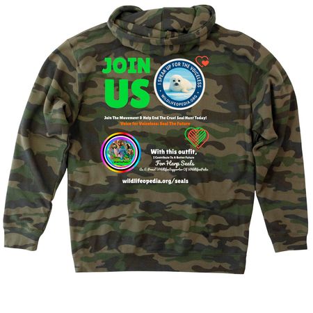 Purrfectly Wild Hoodies: "Seal The Future", a Forest Camo Heavyweight Camo Pullover Hoodie