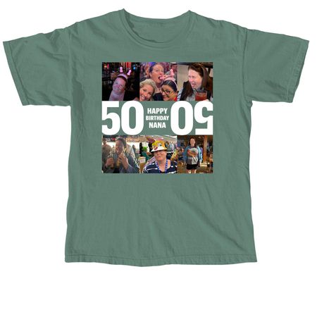 Kerri V 50th T-Shirt, a Light Green Comfort Colors Unisex Tee