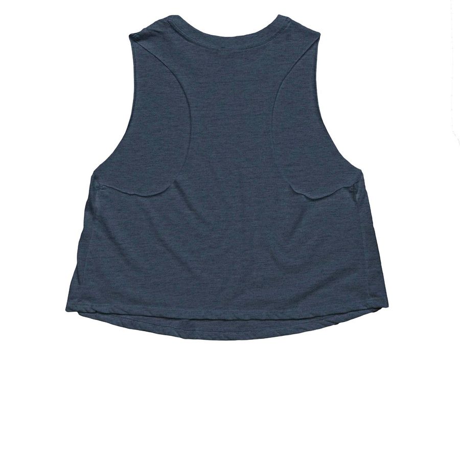 Canine Treasures, a Heather Navy Women's Cropped Racerback Tank (back-view)