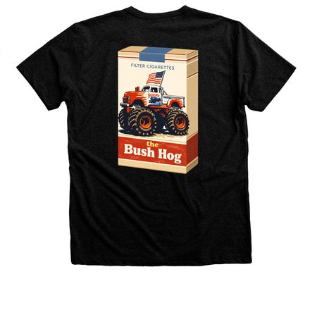 Bush Hog Cigs, a Black Heather Premium Unisex Tee (back-view)