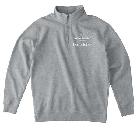 Quarter Zip White Logo #2, a Grey Heather Midweight Quarter Zip Pullover