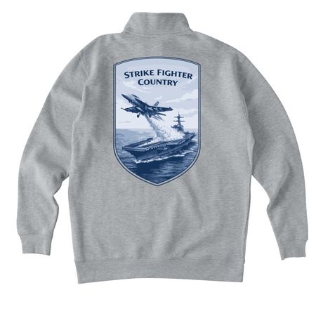 F/A-18 Carrier - Jet Flag Front, a Grey Heather Midweight Quarter Zip Pullover