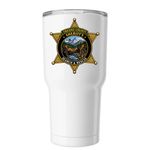 Roque and Huck, a White Insulated Tumbler (back-view)