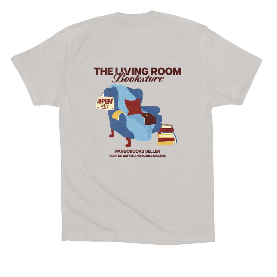 The Living Room Bookstore, a Solid Athletic Grey Premium Cotton Tee