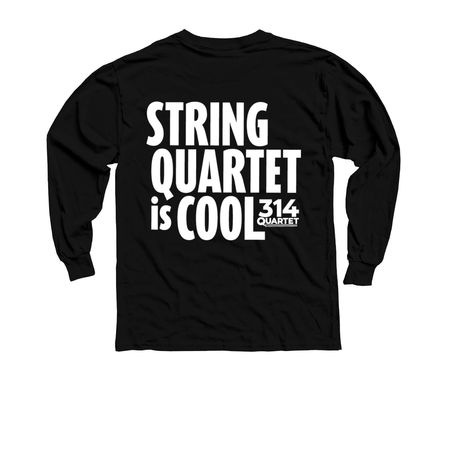 String Quartet is Cool T? Party in the Back, a Black Youth Long Sleeve Tee (back-view)