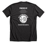 STILL RESCUING, STILL GROWING, a Dark Grey Heather Premium Unisex Tee (back-view)