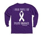 Team Lucia: One in 26 - I Wear Purple, a Purple Youth Long Sleeve Tee (back-view)