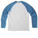 The Underdog League, a Azure Blue/ Bright White Allmade Eco Triblend Colorblock Raglan Long Sleeve Tee (back-view)