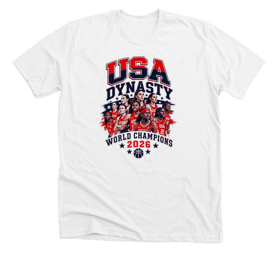 USA Women?s Basketball FIBA World Cup Champio, a Solid White Blend Premium Unisex Tee
